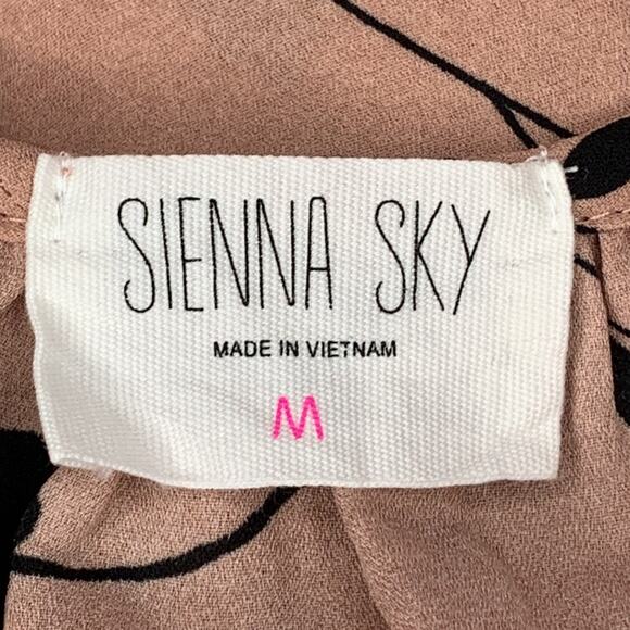 Sienna Sky Blouse Long Sleeve Peplum Dusty Rust Pink/Black Floral Print Size M - Picture 8 of 10